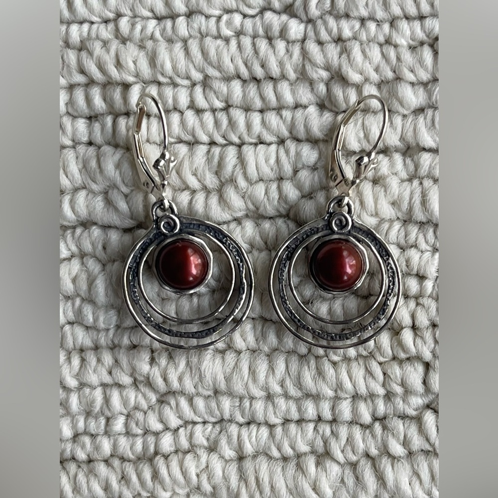 Ruby and sterling silver Drop Earrings. New.